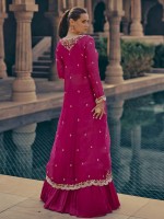 Rani Pink Real Chinon Silk Koti Style Lehenga Choli